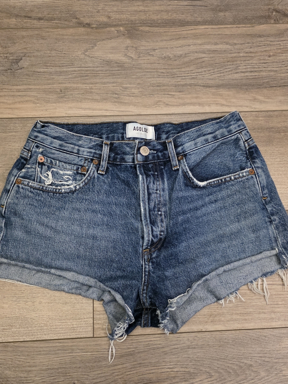 AGOLDE Parker Vintage  Women's Blue Denim Cutoff Shorts Size 26